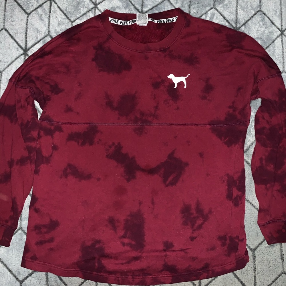 Victoria’s Secret PINK Tie-Dye Maroon Sweater - L